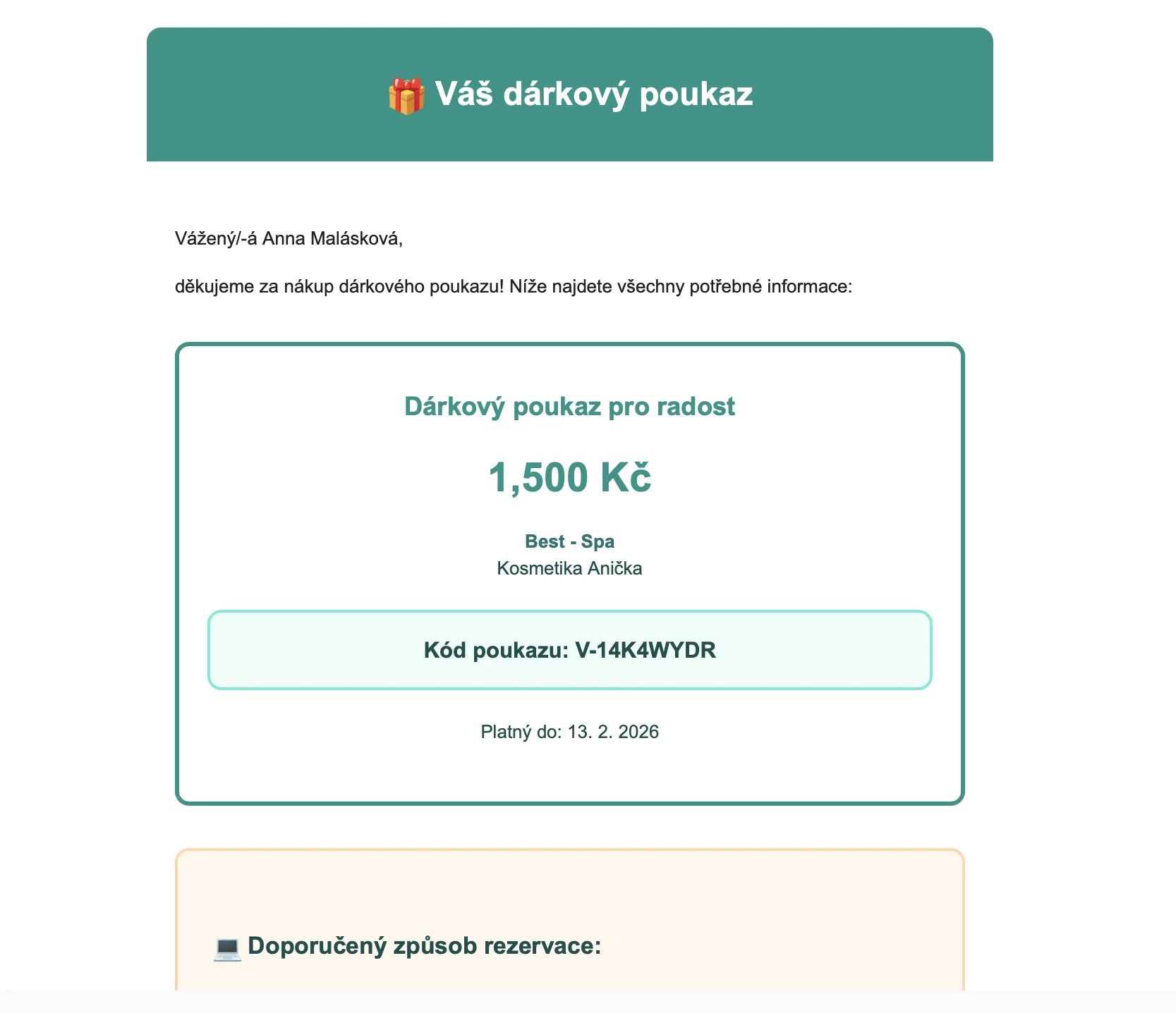 Email s poukazem 1