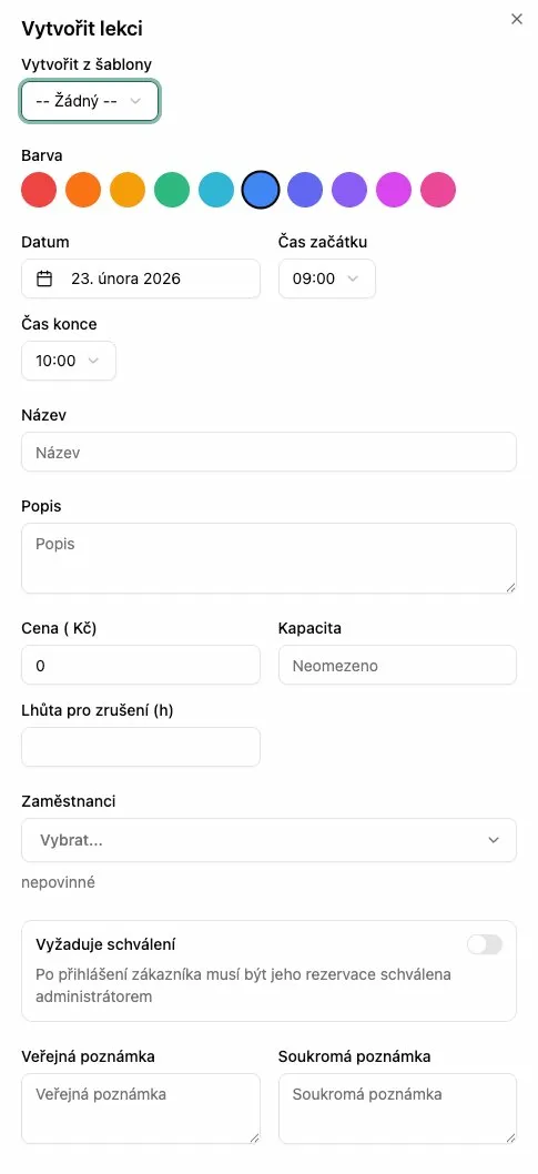 Vytvořit lekci
