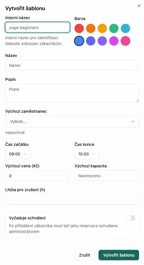 Vytvořit šablonu