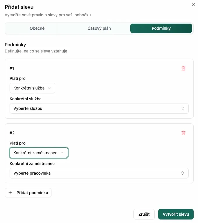 Podmínky slevy