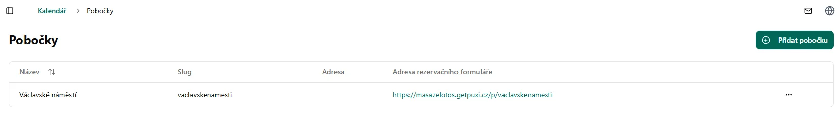 Seznam poboček